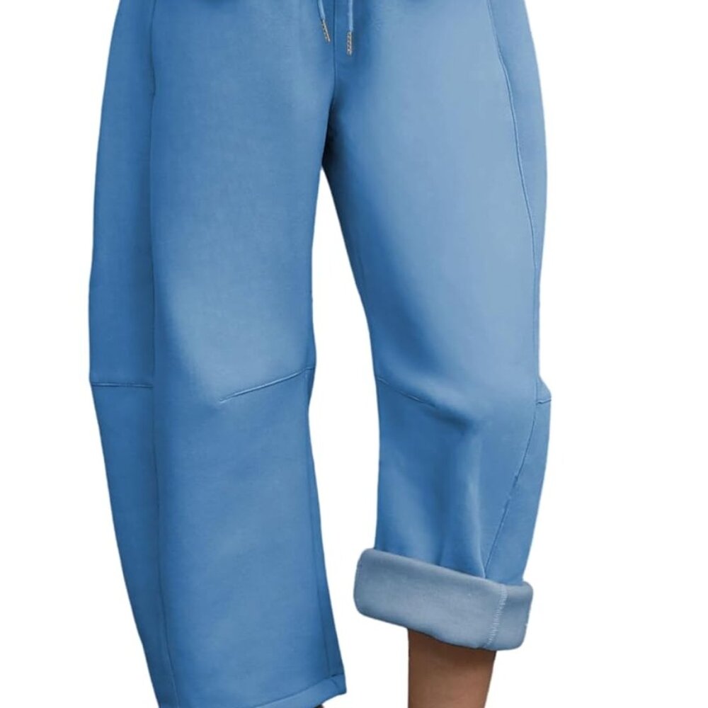 Women's Baggy Sweatpants Fleece Lined Fall Winter Barrel Leg Pants Casual Drawst
